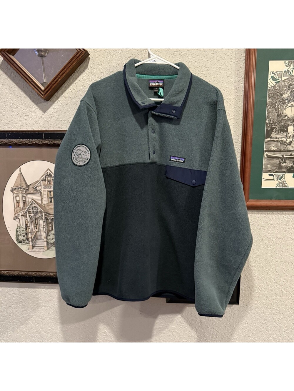 Patagonia Synchilla Snap Two Tone Fleece Designer Pullover REI CO-OP Size Medium